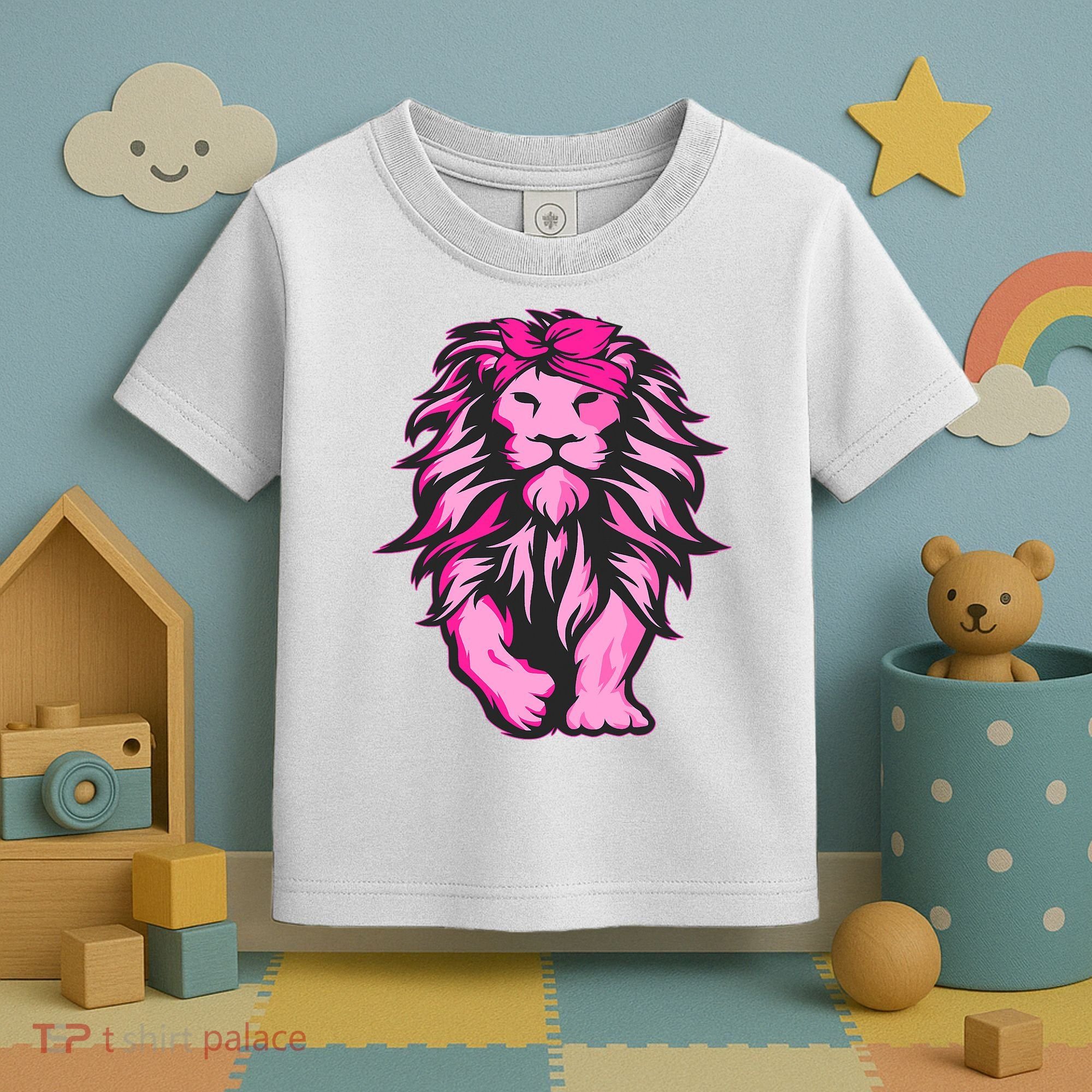 Lion Pink Bandana Breast Cancer Awareness Survivor Warrior Toddler T-Shirt