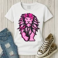 Lion Pink Bandana Breast Cancer Awareness Survivor Warrior Women's T-Shirt thumb 3