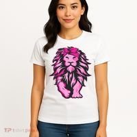 Lion Pink Bandana Breast Cancer Awareness Survivor Warrior Women's T-Shirt thumb 4