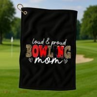 Loud Proud Bowling Mom Leopard Mama Mommy Mother's Day Funny Gift Golf Towel thumb 1