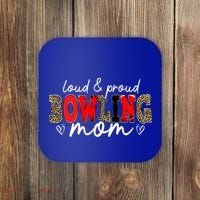 Loud Proud Bowling Mom Leopard Mama Mommy Mother's Day Funny Gift Coaster thumb 0
