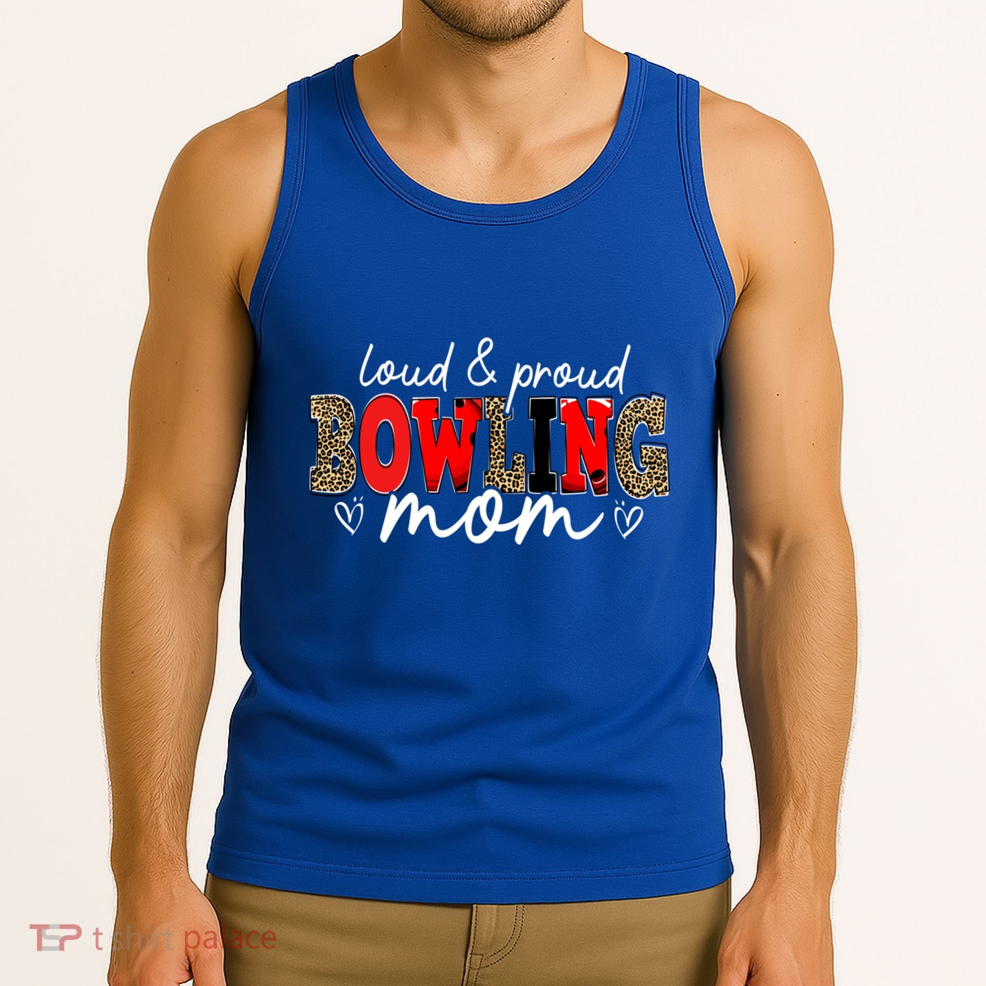 Loud Proud Bowling Mom Leopard Mama Mommy Mother's Day Funny Gift Tank Top