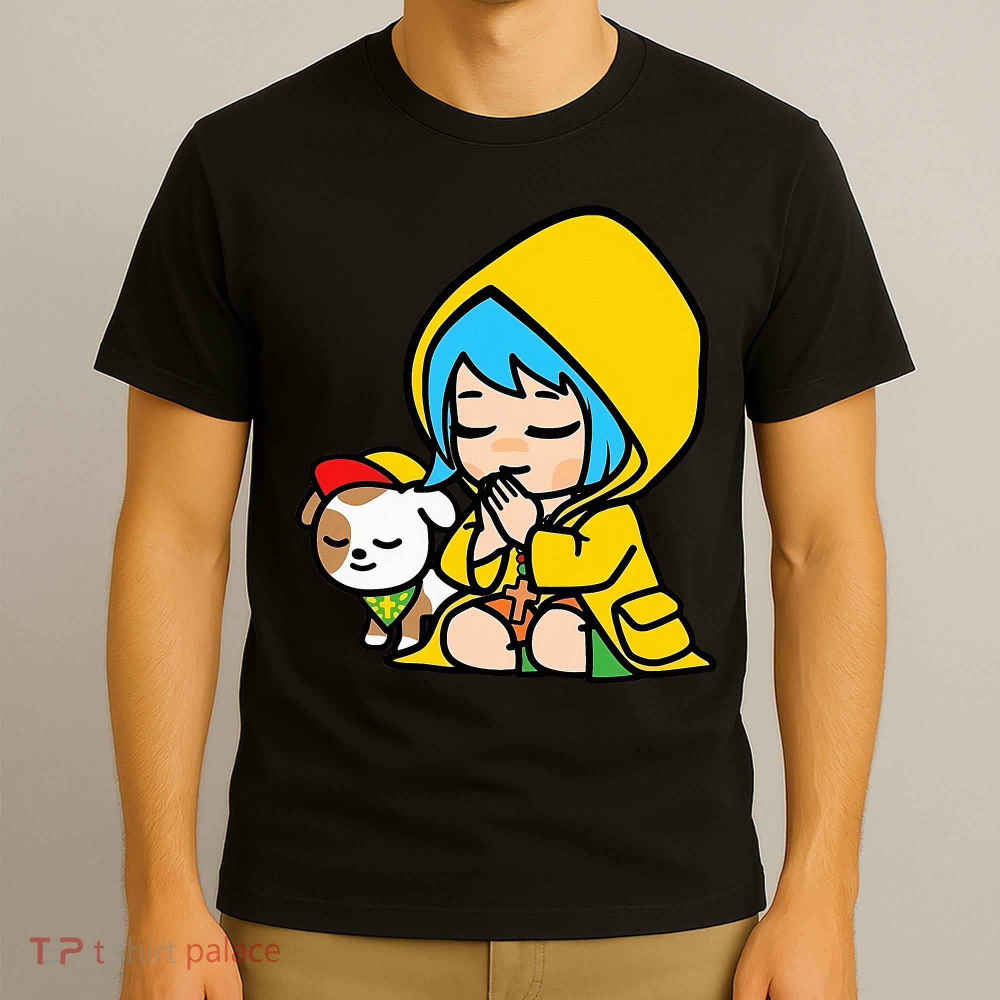 Luce Praying Catholic Pilgrim Vatican Anime Mascot 2025 T-Shirt