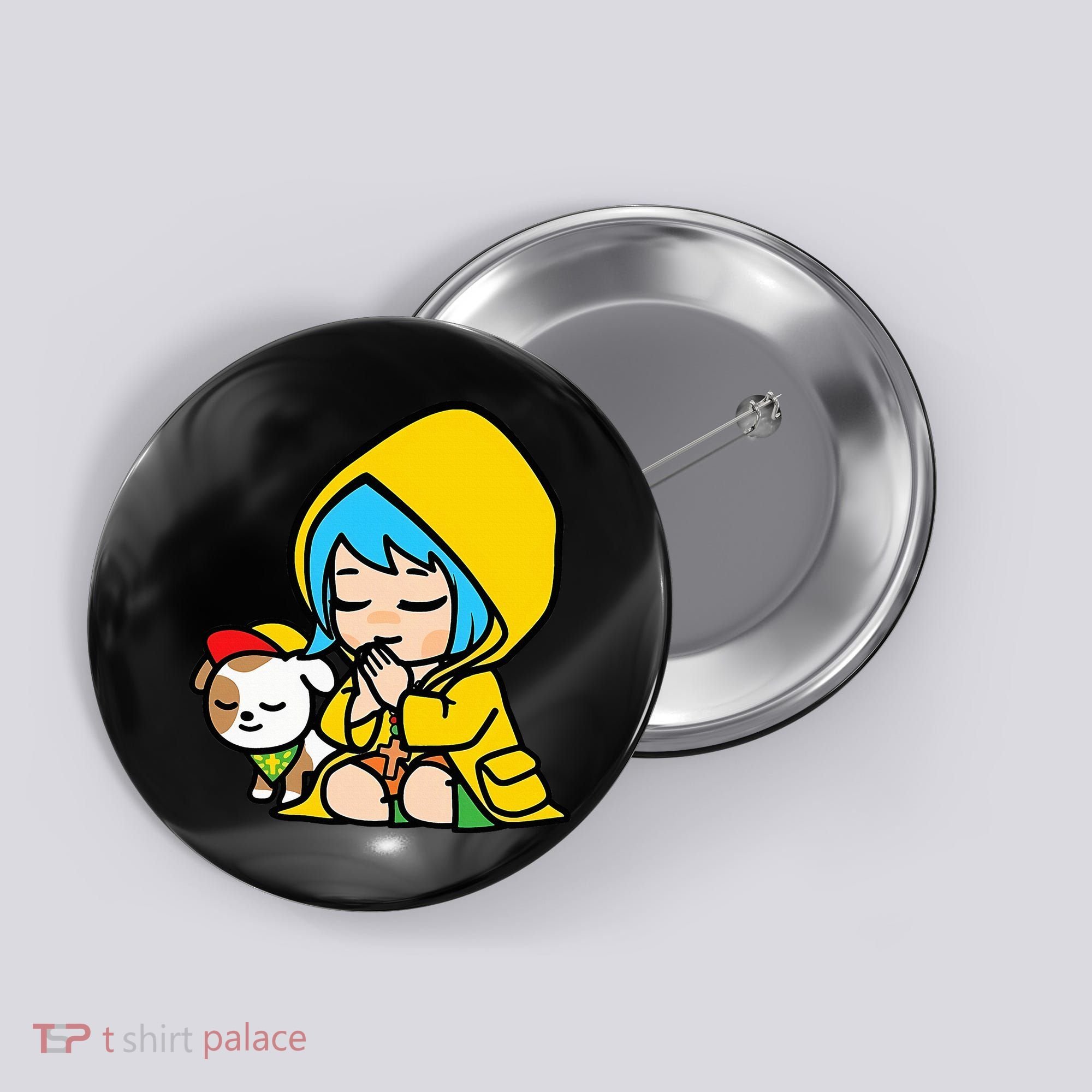 Luce Praying Catholic Pilgrim Vatican Anime Mascot 2025 Button