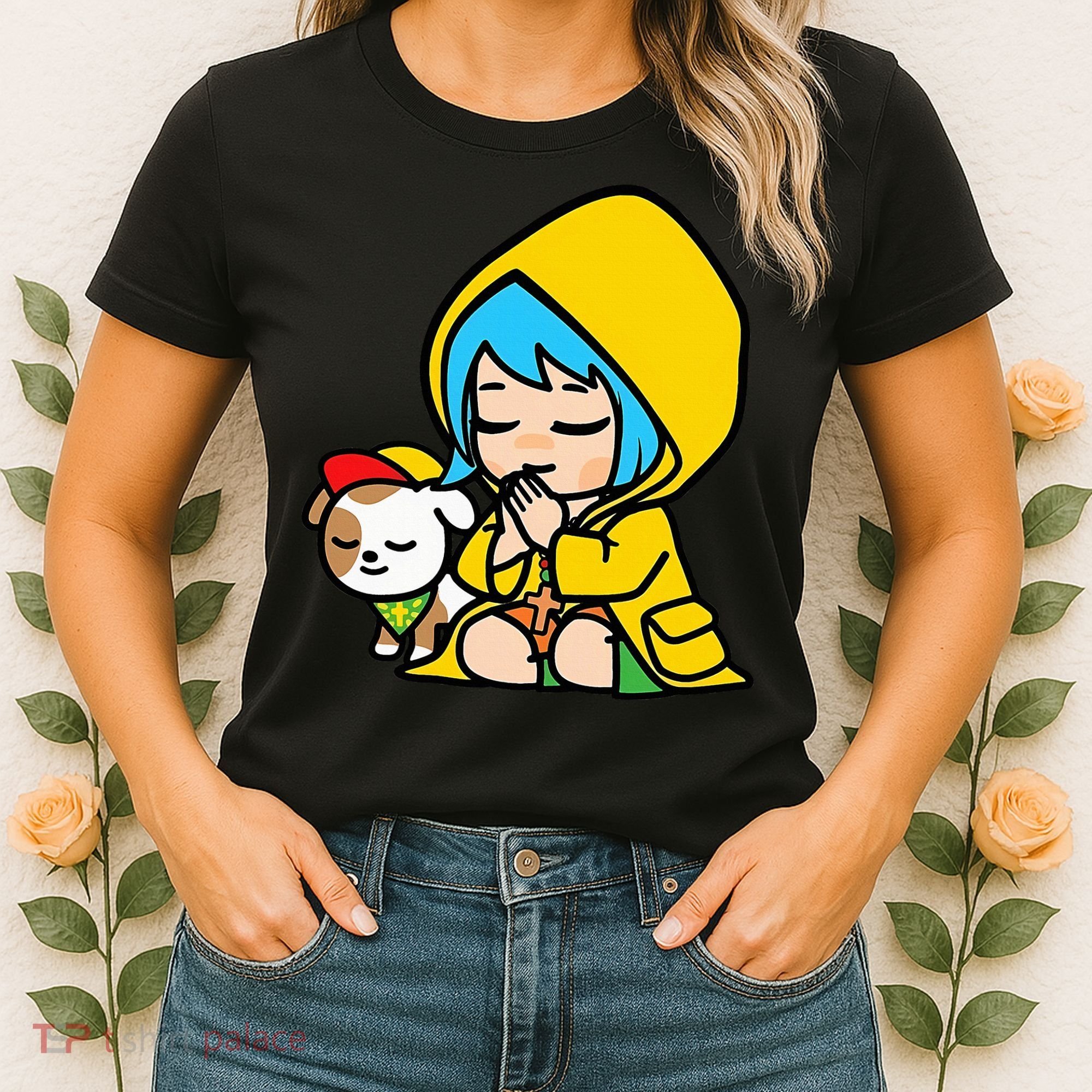 Luce Praying Catholic Pilgrim Vatican Anime Mascot 2025 Women's T-Shirt
