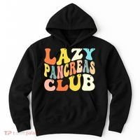 Lazy Pancreas Club T1D Retro Groovy Diabetes Awareness Hoodie thumb 0
