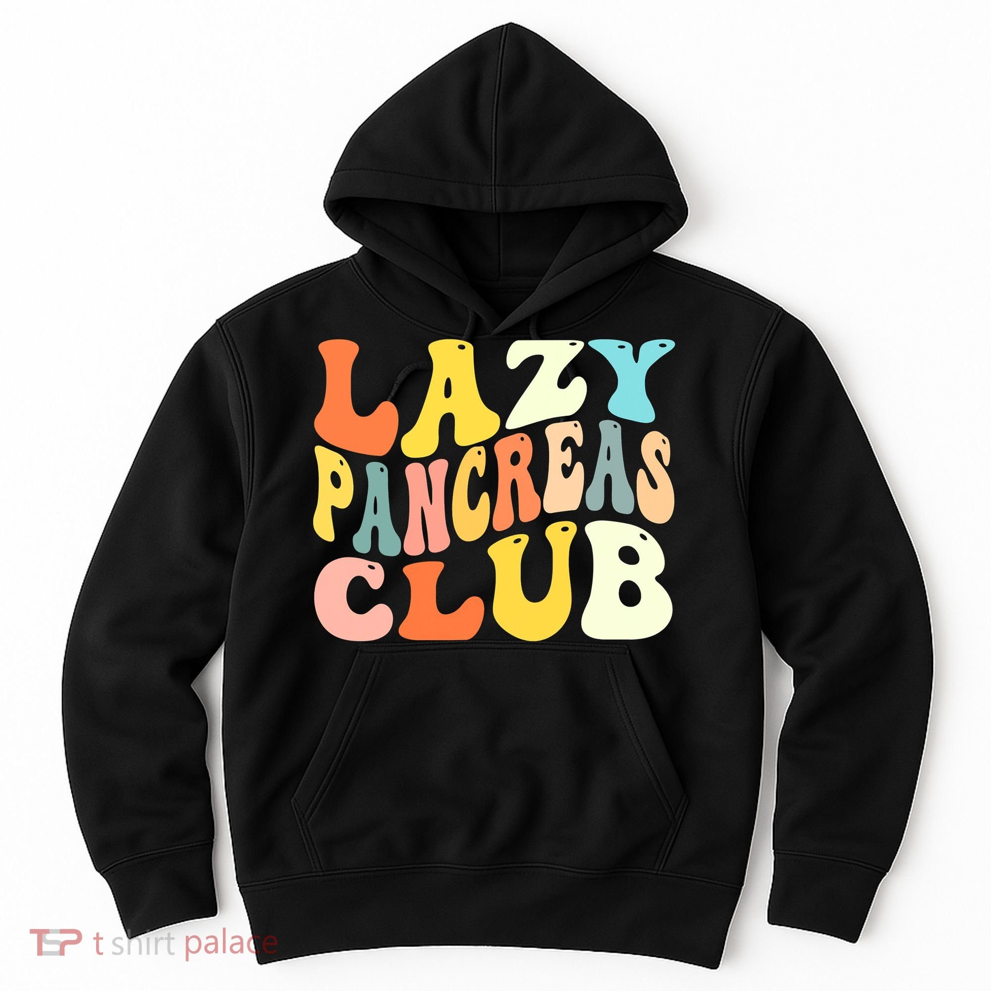 Lazy Pancreas Club T1D Retro Groovy Diabetes Awareness Hoodie