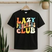 Lazy Pancreas Club T1D Retro Groovy Diabetes Awareness T-Shirt thumb 2