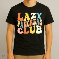 Lazy Pancreas Club T1D Retro Groovy Diabetes Awareness T-Shirt thumb 3