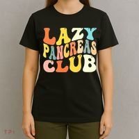 Lazy Pancreas Club T1D Retro Groovy Diabetes Awareness T-Shirt thumb 4