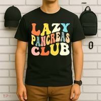 Lazy Pancreas Club T1D Retro Groovy Diabetes Awareness T-Shirt thumb 6