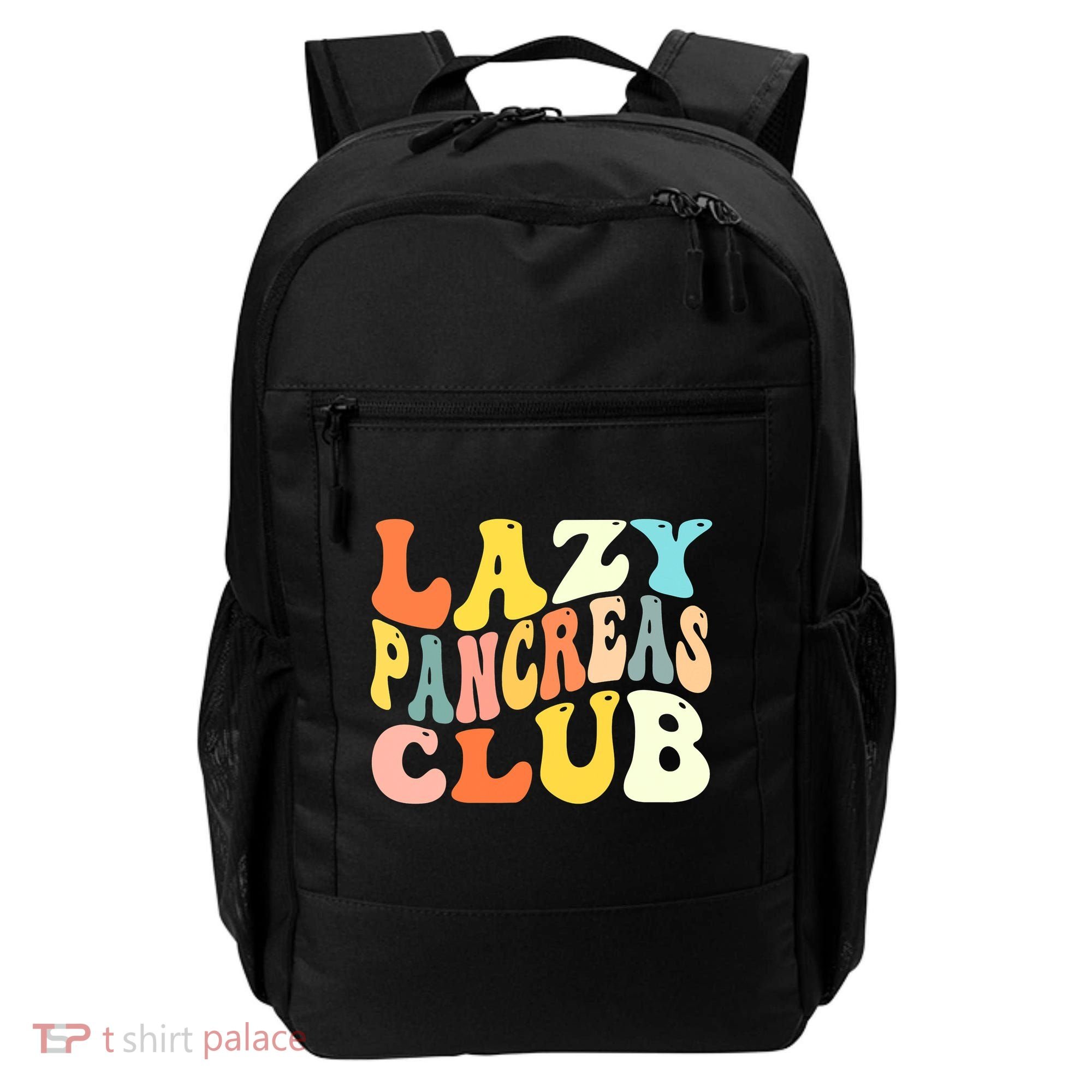 Lazy Pancreas Club T1D Retro Groovy Diabetes Awareness Backpack