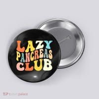 Lazy Pancreas Club T1D Retro Groovy Diabetes Awareness Button thumb 0