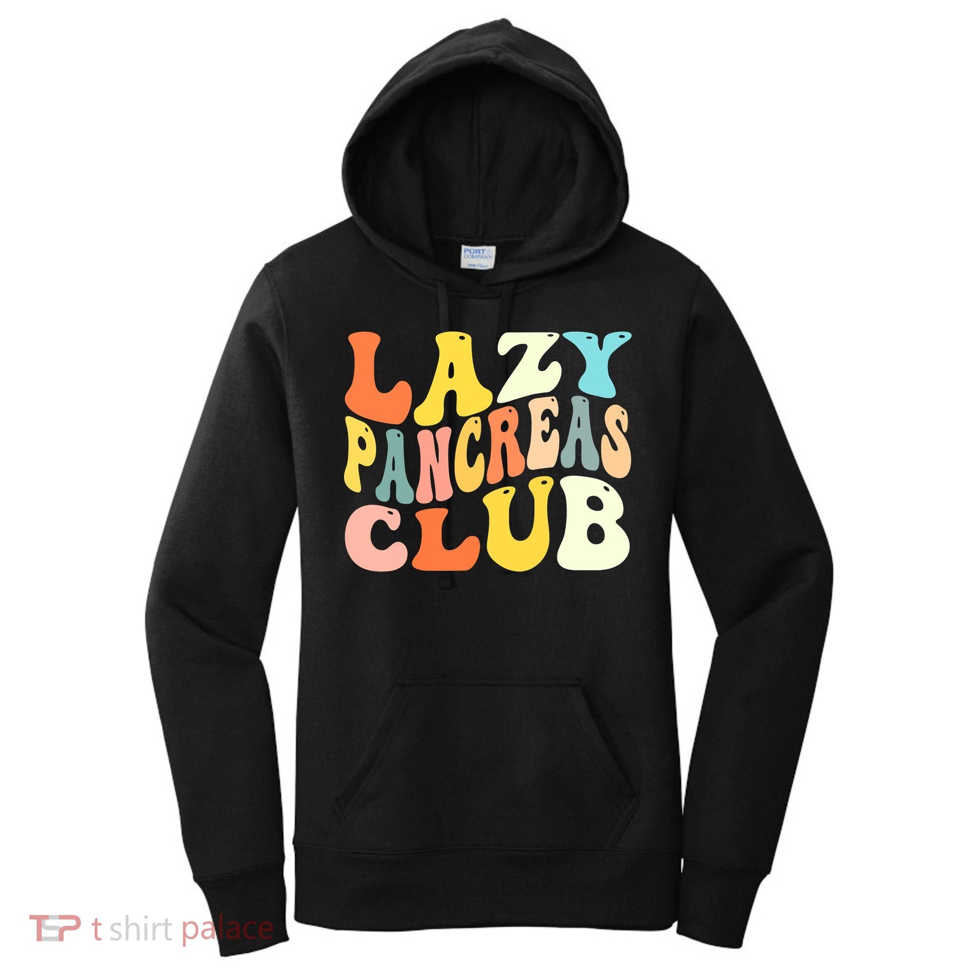 Lazy Pancreas Club T1D Retro Groovy Diabetes Awareness Women's Hoodie