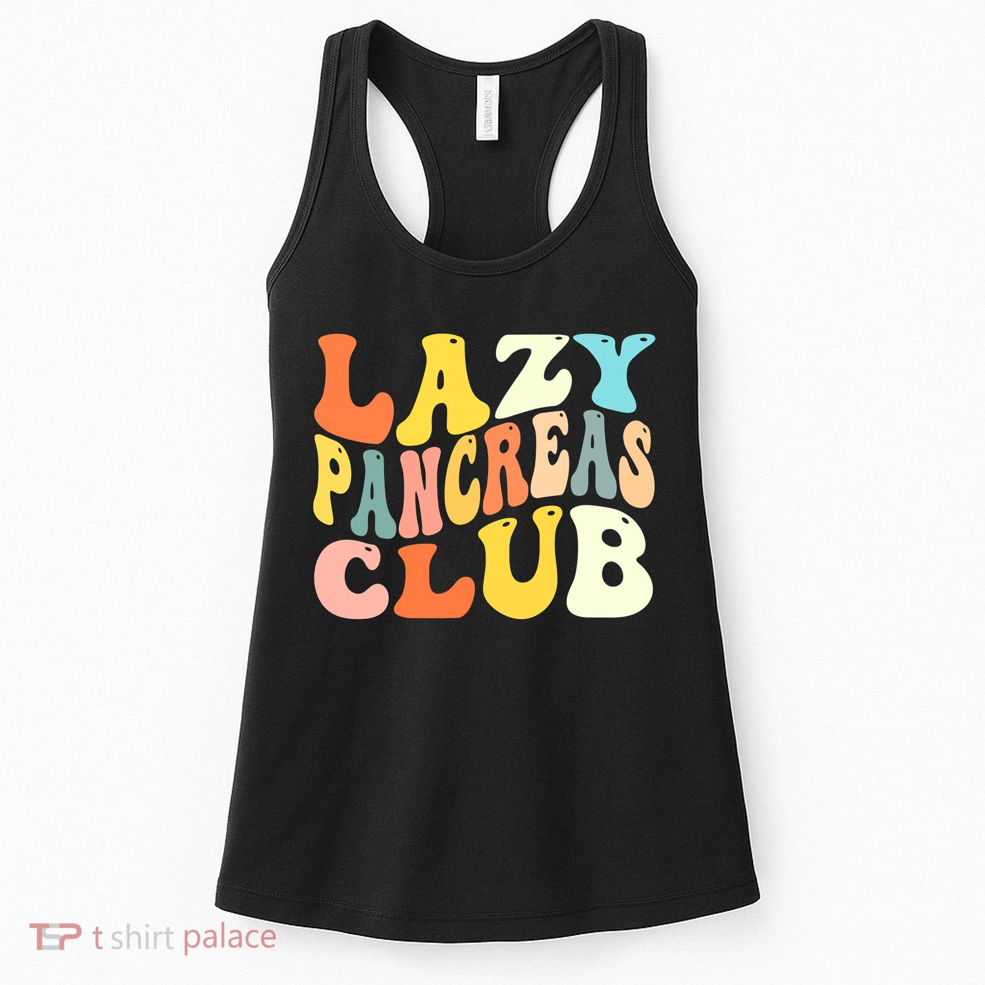 Lazy Pancreas Club T1D Retro Groovy Diabetes Awareness Women's Tank Top