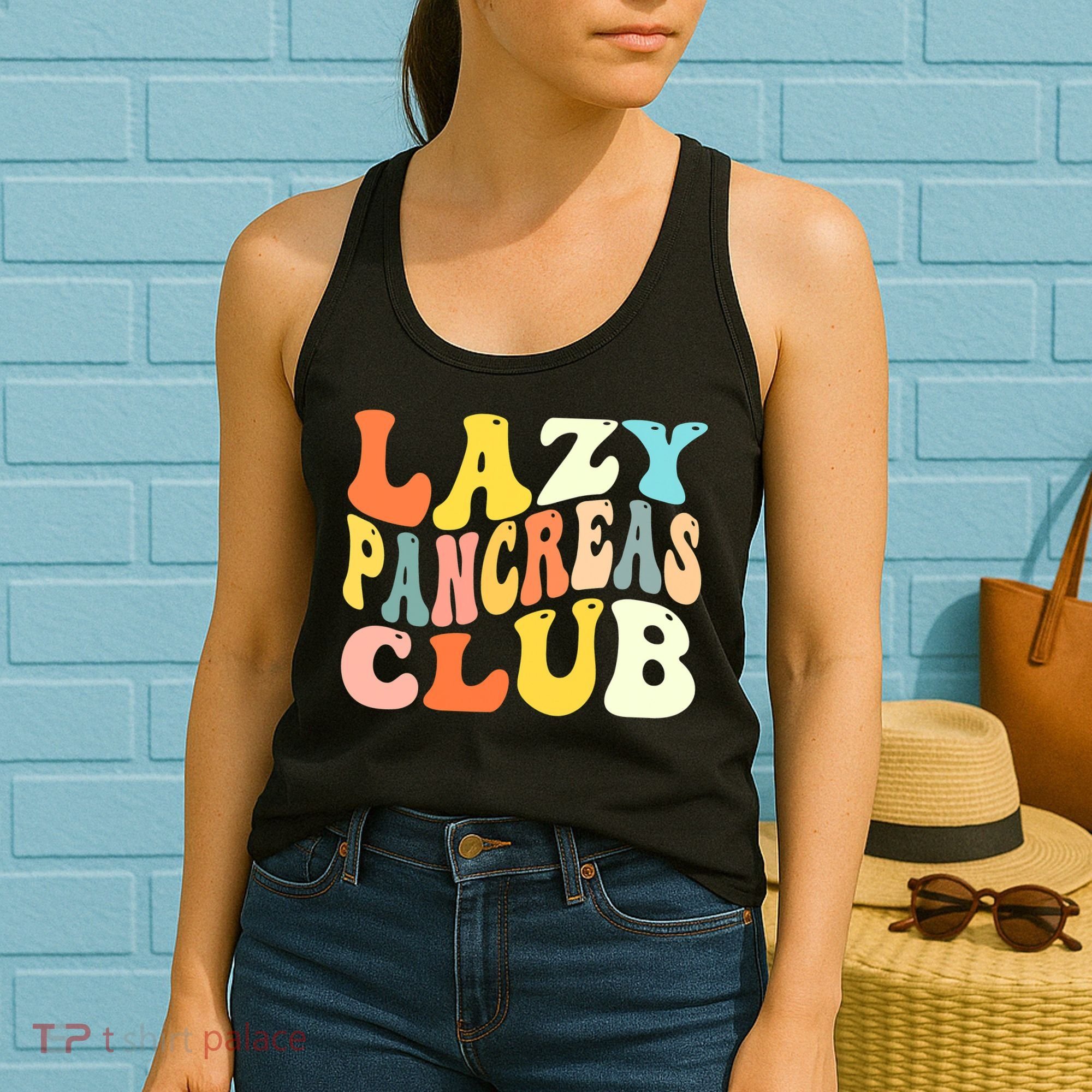Lazy Pancreas Club T1D Retro Groovy Diabetes Awareness Women's Tank Top