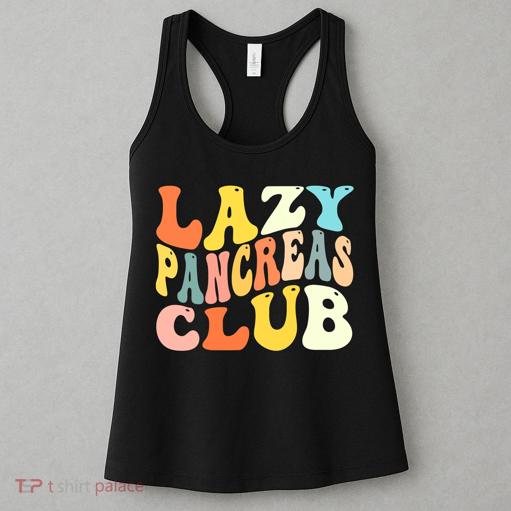 Lazy Pancreas Club T1D Retro Groovy Diabetes Awareness Women's Tank Top