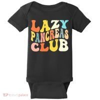 Lazy Pancreas Club T1D Retro Groovy Diabetes Awareness Baby Bodysuit thumb 0