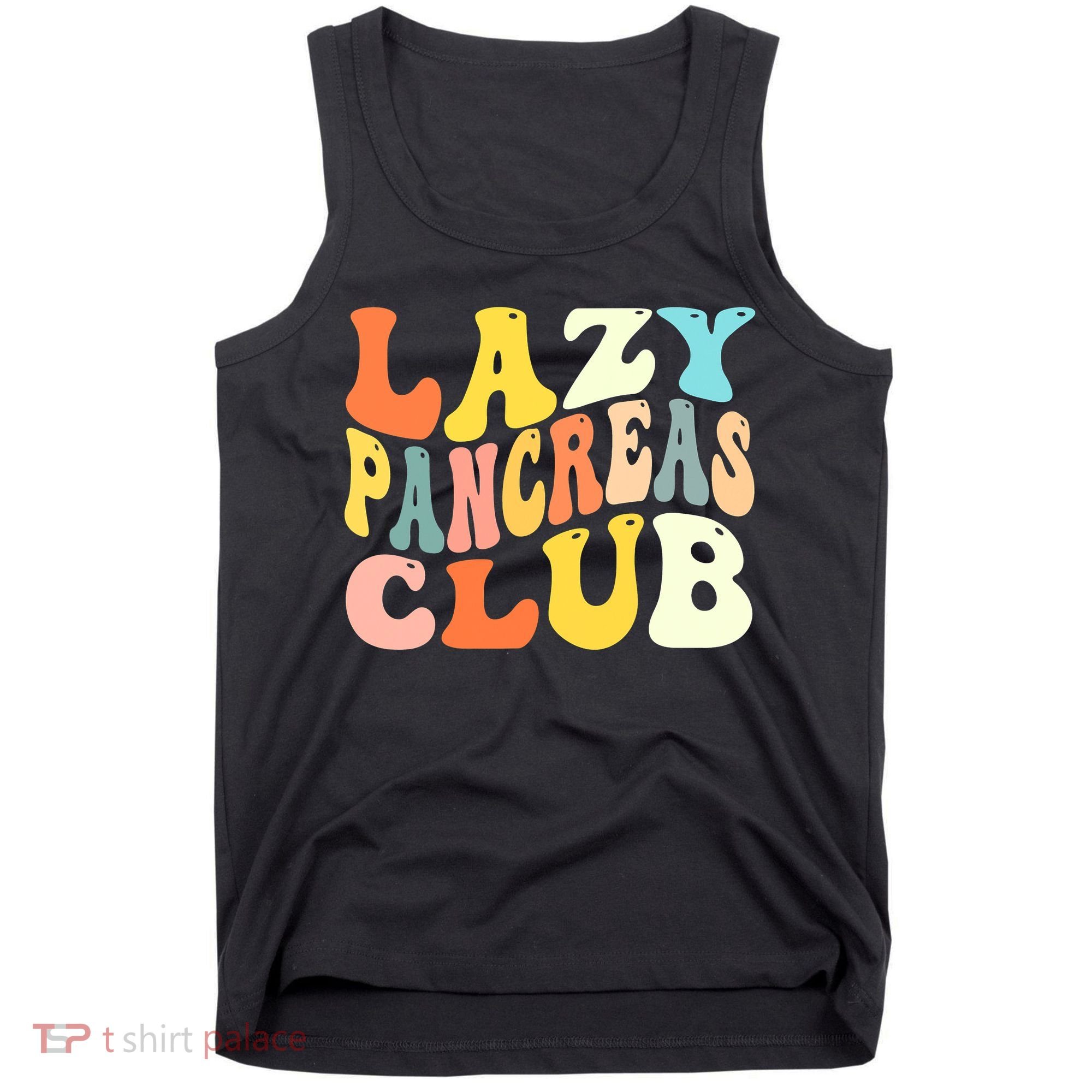 Lazy Pancreas Club T1D Retro Groovy Diabetes Awareness Tank Top