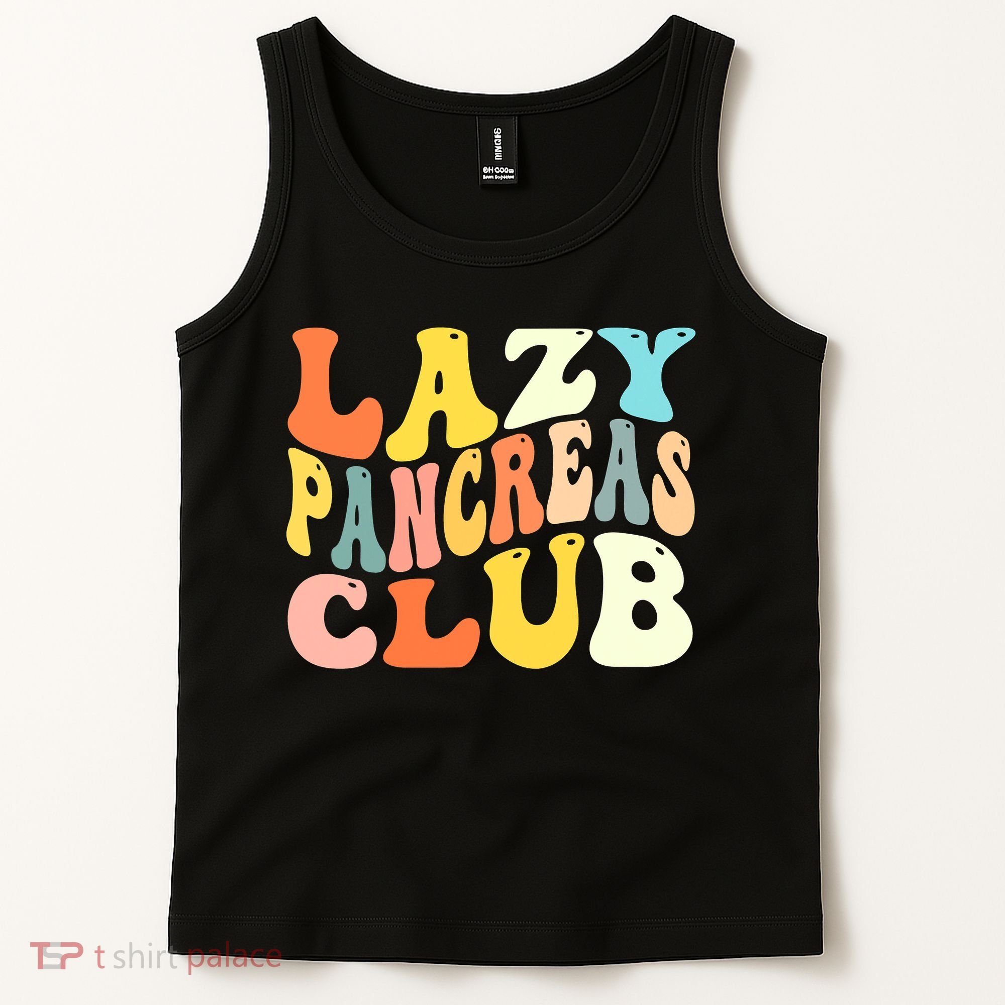 Lazy Pancreas Club T1D Retro Groovy Diabetes Awareness Tank Top