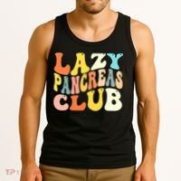 Lazy Pancreas Club T1D Retro Groovy Diabetes Awareness Tank Top thumb 3
