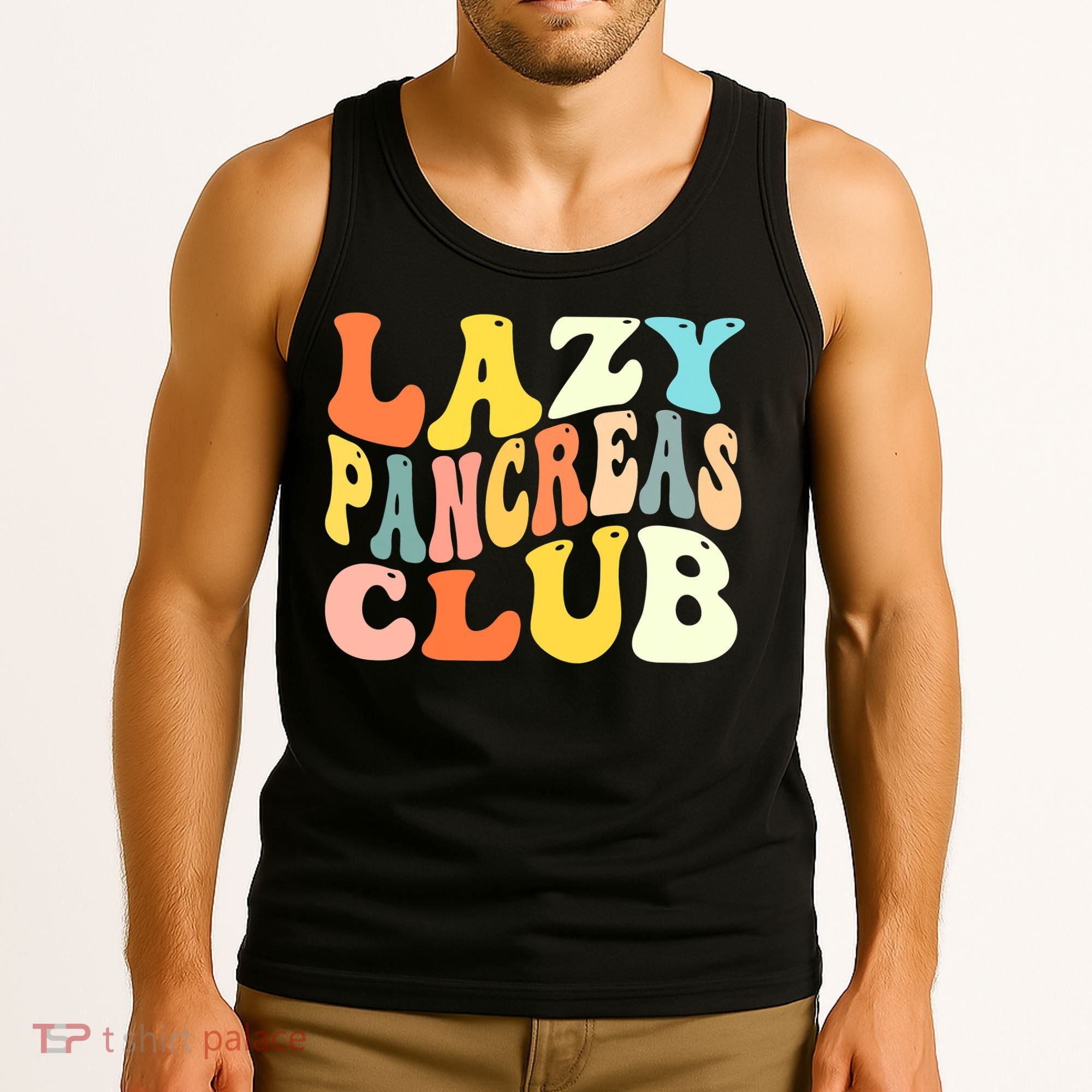 Lazy Pancreas Club T1D Retro Groovy Diabetes Awareness Tank Top