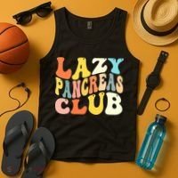 Lazy Pancreas Club T1D Retro Groovy Diabetes Awareness Tank Top thumb 4