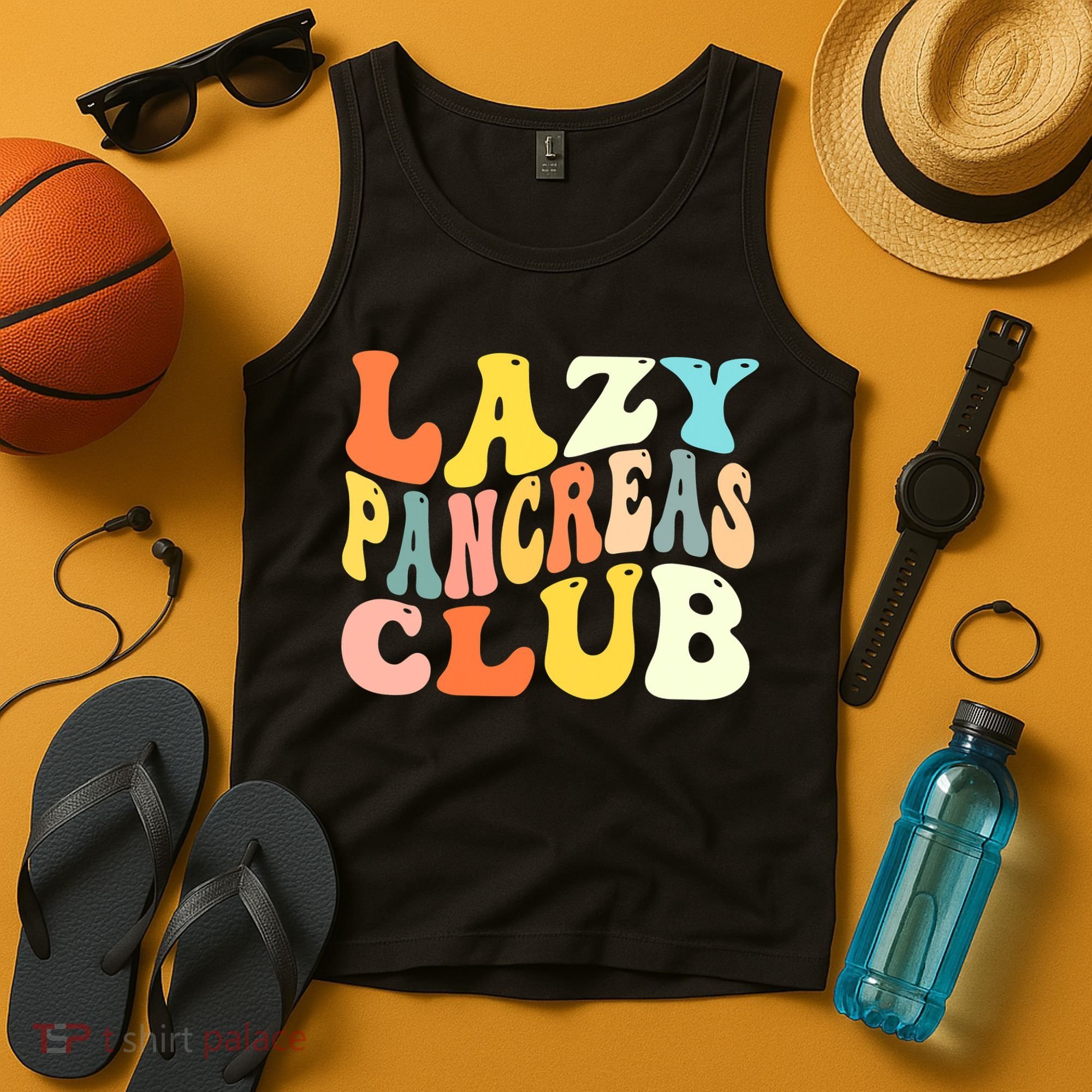 Lazy Pancreas Club T1D Retro Groovy Diabetes Awareness Tank Top