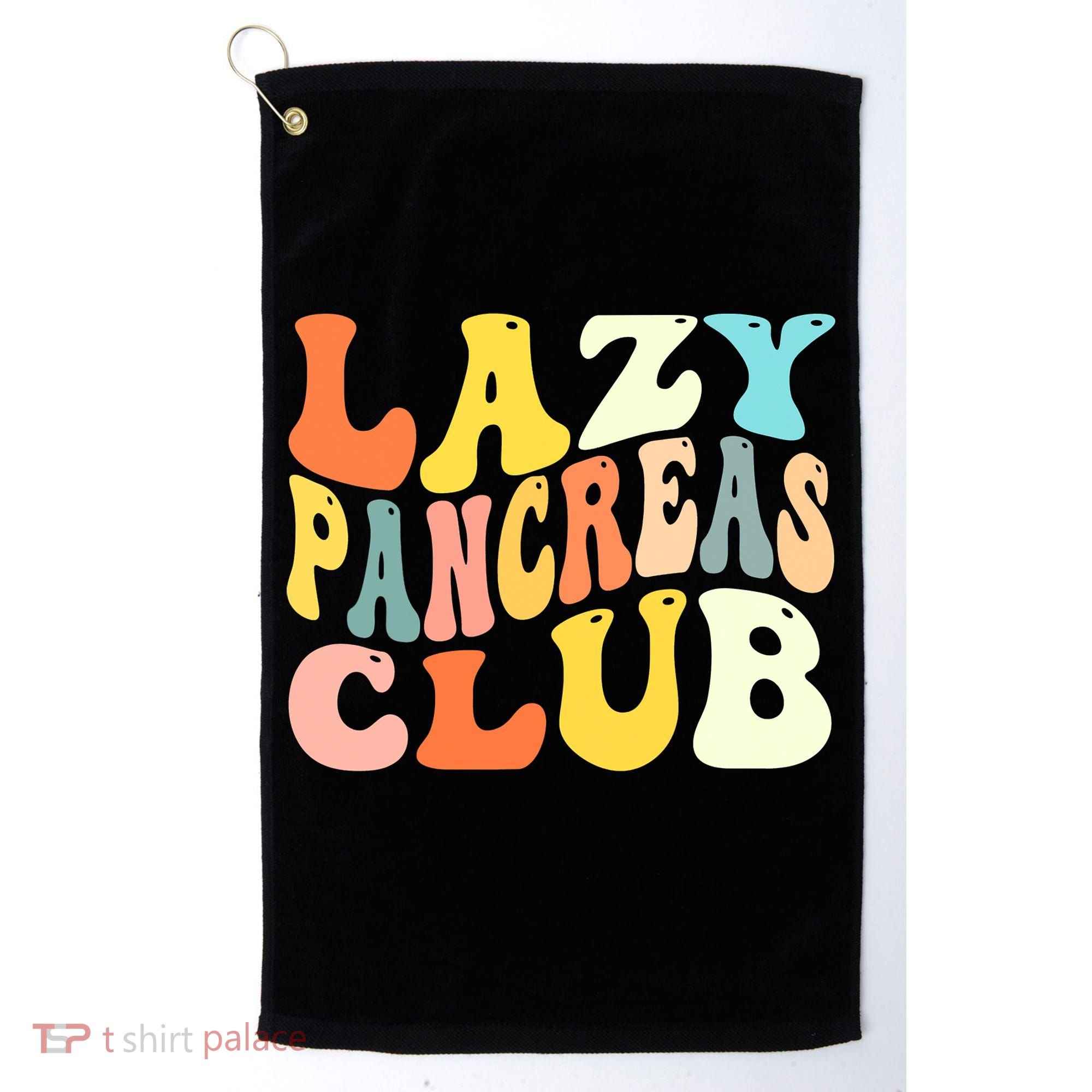 Lazy Pancreas Club T1D Retro Groovy Diabetes Awareness Golf Towel