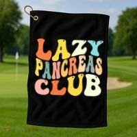Lazy Pancreas Club T1D Retro Groovy Diabetes Awareness Golf Towel thumb 1