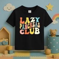 Lazy Pancreas Club T1D Retro Groovy Diabetes Awareness Toddler T-Shirt thumb 3