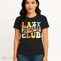 Lazy Pancreas Club T1D Retro Groovy Diabetes Awareness Women's T-Shirt thumb 4