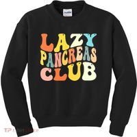 Lazy Pancreas Club T1D Retro Groovy Diabetes Awareness Kids Sweatshirt thumb 0