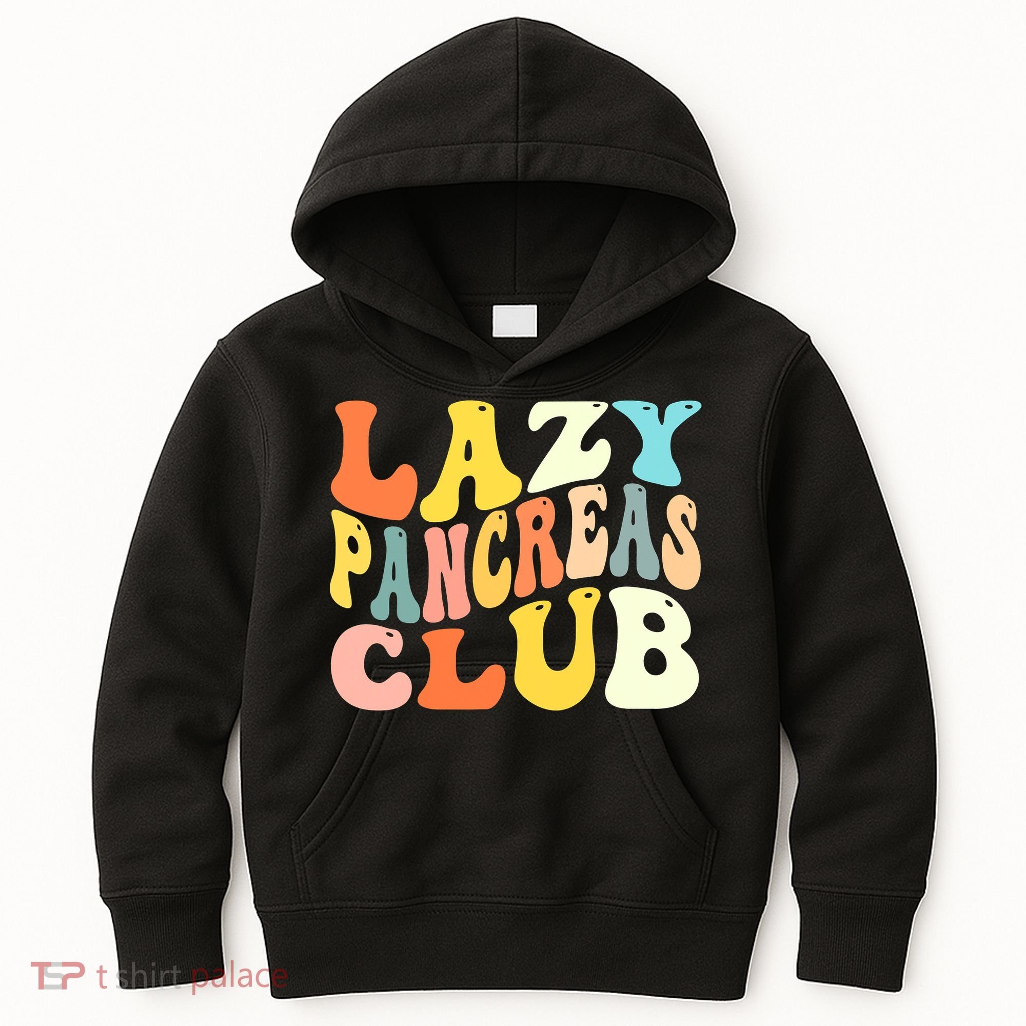 Lazy Pancreas Club T1D Retro Groovy Diabetes Awareness Kids Hoodie