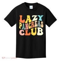 Lazy Pancreas Club T1D Retro Groovy Diabetes Awareness Kids T-Shirt thumb 0