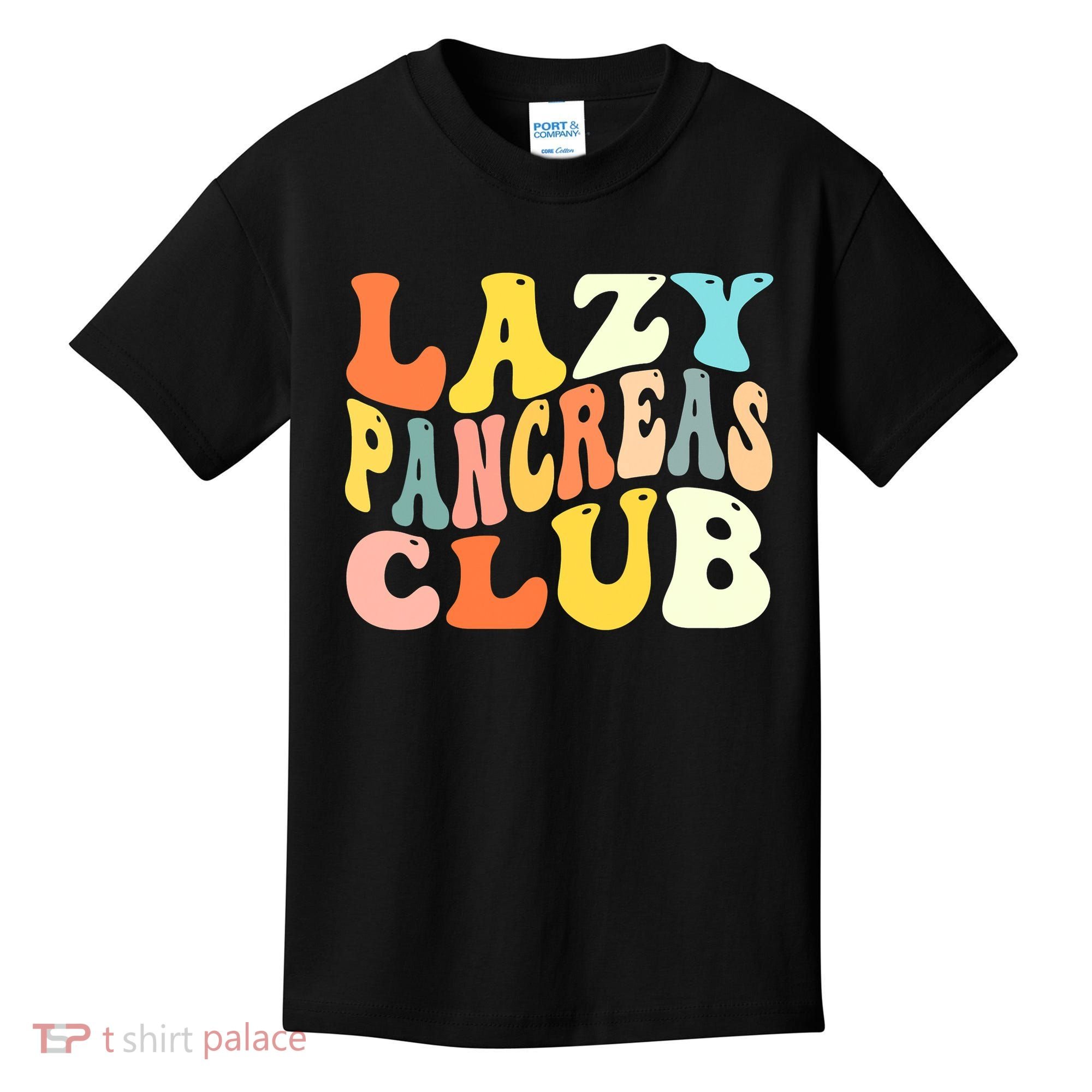 Lazy Pancreas Club T1D Retro Groovy Diabetes Awareness Kids T-Shirt