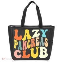 Lazy Pancreas Club T1D Retro Groovy Diabetes Awareness Tote Bag thumb 0
