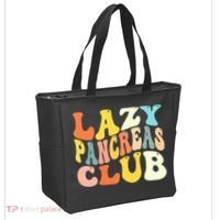 Lazy Pancreas Club T1D Retro Groovy Diabetes Awareness Tote Bag thumb 2