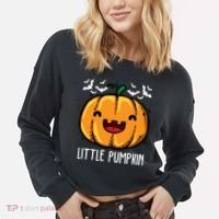 Little Pumpkin Cute Halloween Cropped Pullover Crew thumb 2