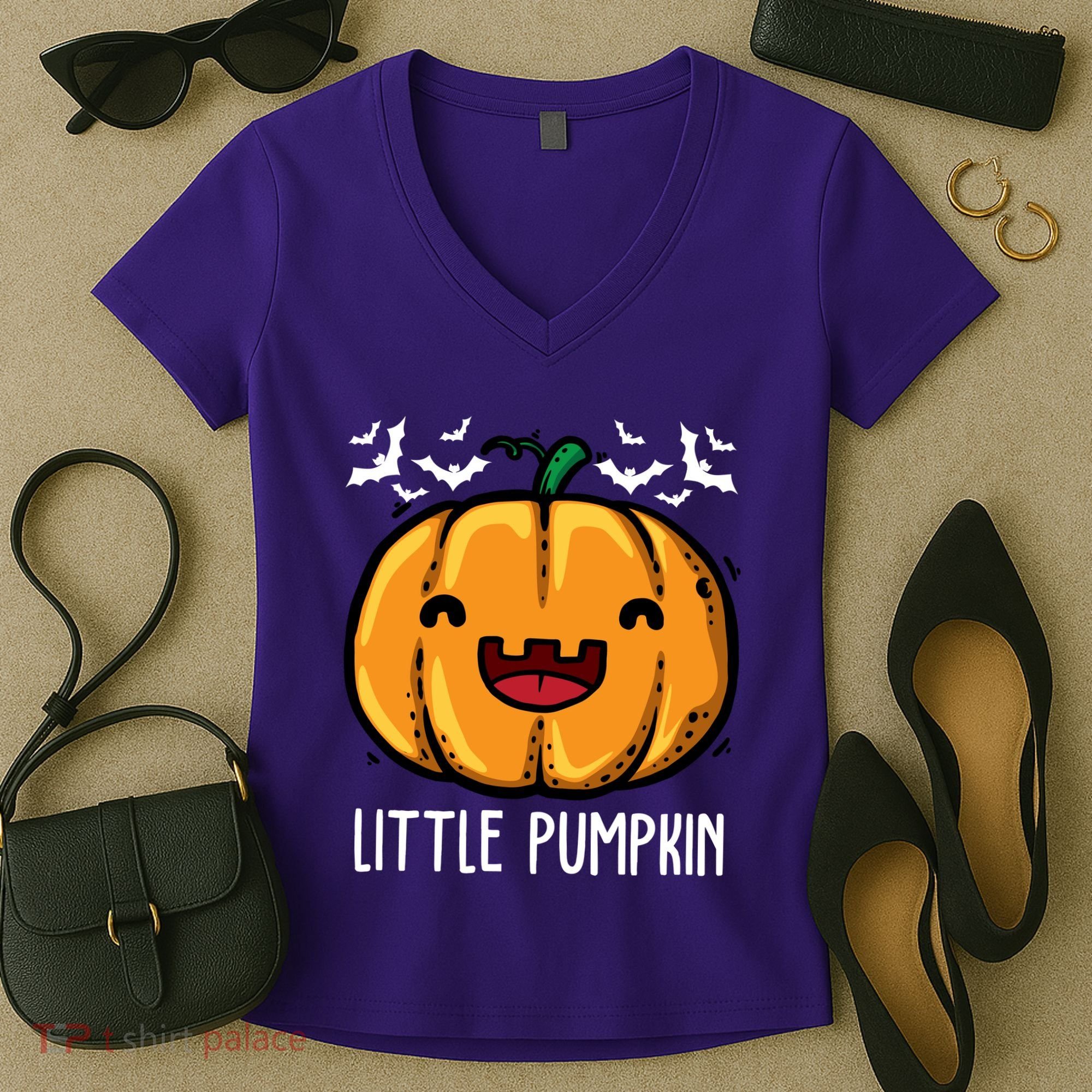 Little Pumpkin Cute Halloween Women's V-Neck T-Shirt