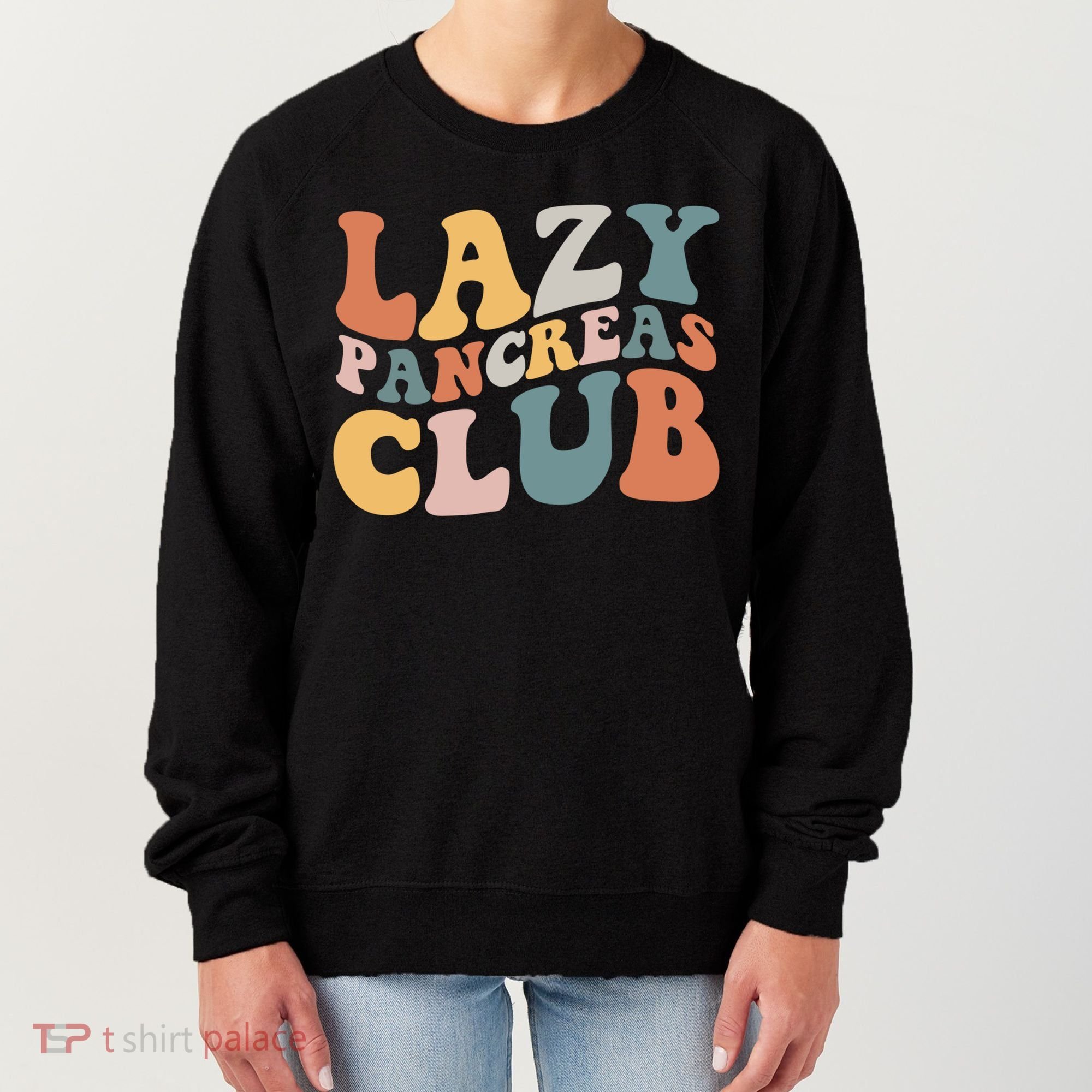 Lazy Pancreas Club Retro Groovy Diabetes Awareness Funny Gift Women's Sweatshirt