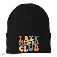 Lazy Pancreas Club Retro Groovy Diabetes Awareness Funny Gift Beanie thumb 0