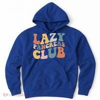Lazy Pancreas Club Retro Groovy Diabetes Awareness Funny Gift Hoodie thumb 0