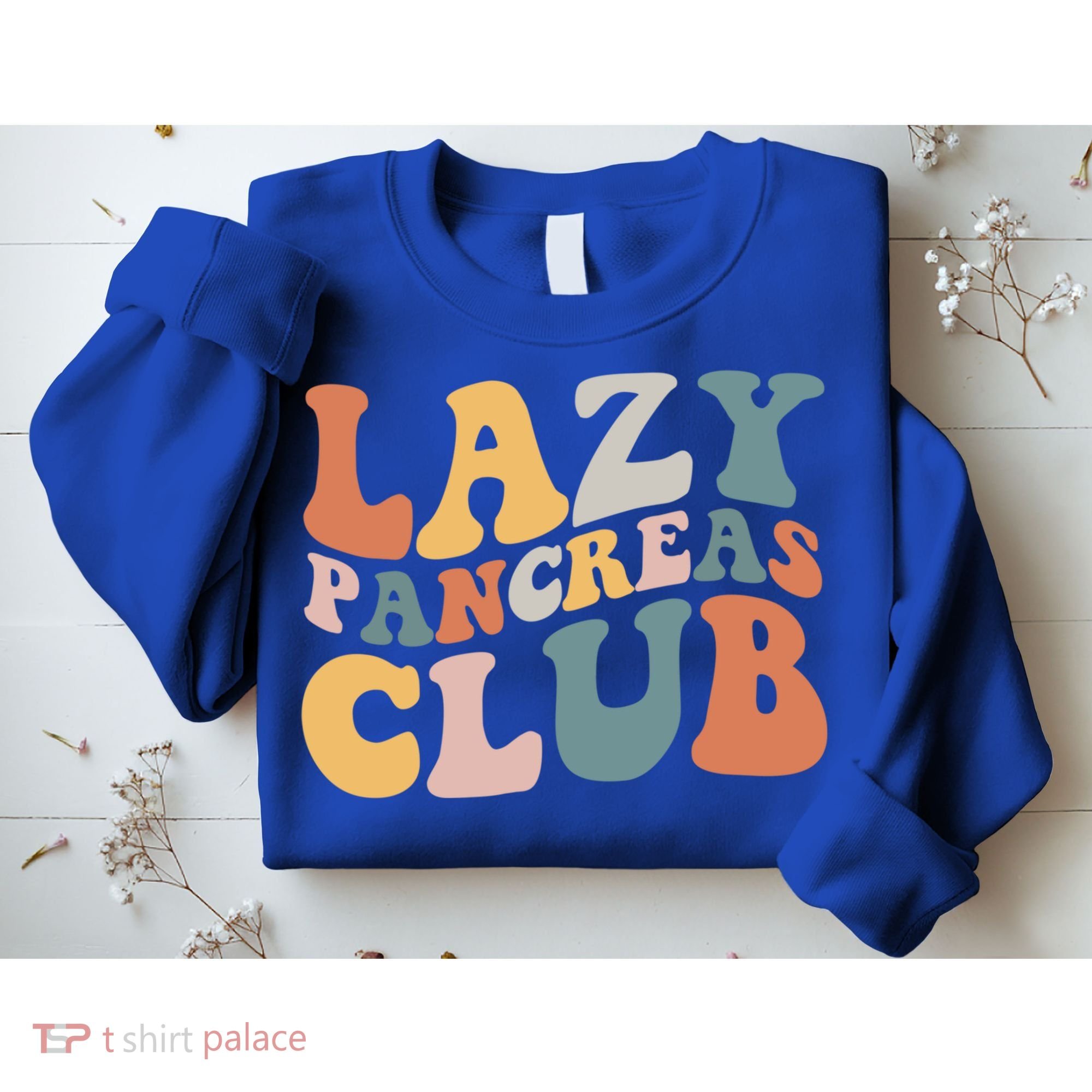 Lazy Pancreas Club Retro Groovy Diabetes Awareness Funny Gift Sweatshirt