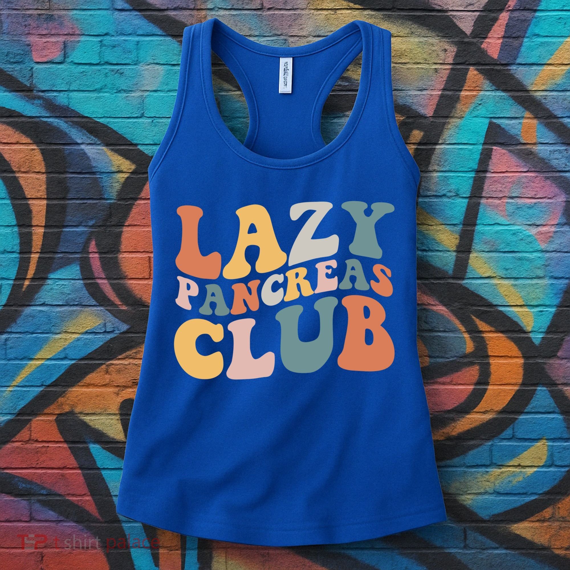 Lazy Pancreas Club Retro Groovy Diabetes Awareness Funny Gift Women's Tank Top