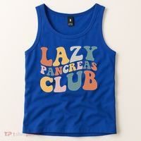 Lazy Pancreas Club Retro Groovy Diabetes Awareness Funny Gift Tank Top thumb 2