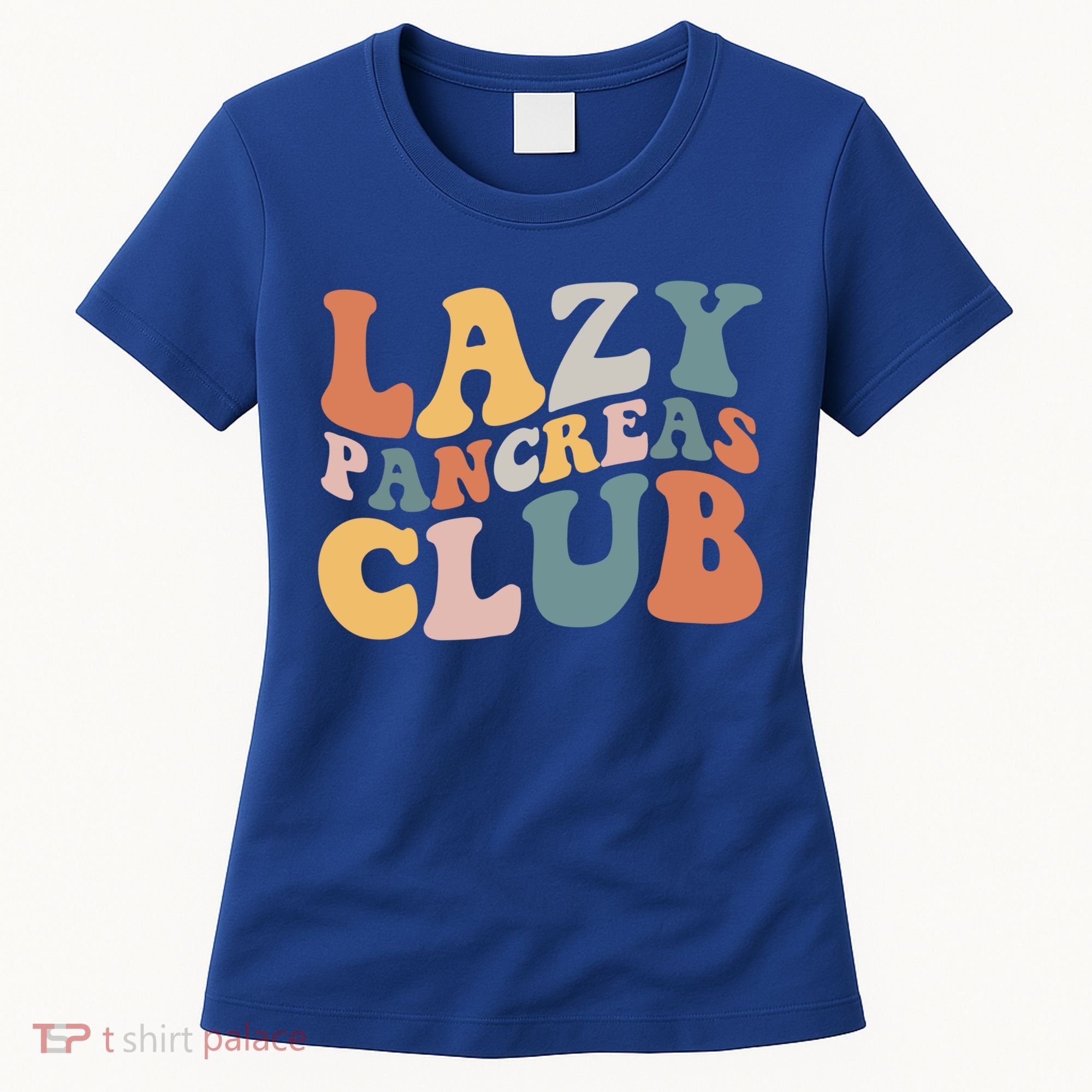 Lazy Pancreas Club Retro Groovy Diabetes Awareness Funny Gift Women's T-Shirt