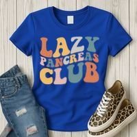 Lazy Pancreas Club Retro Groovy Diabetes Awareness Funny Gift Women's T-Shirt thumb 3