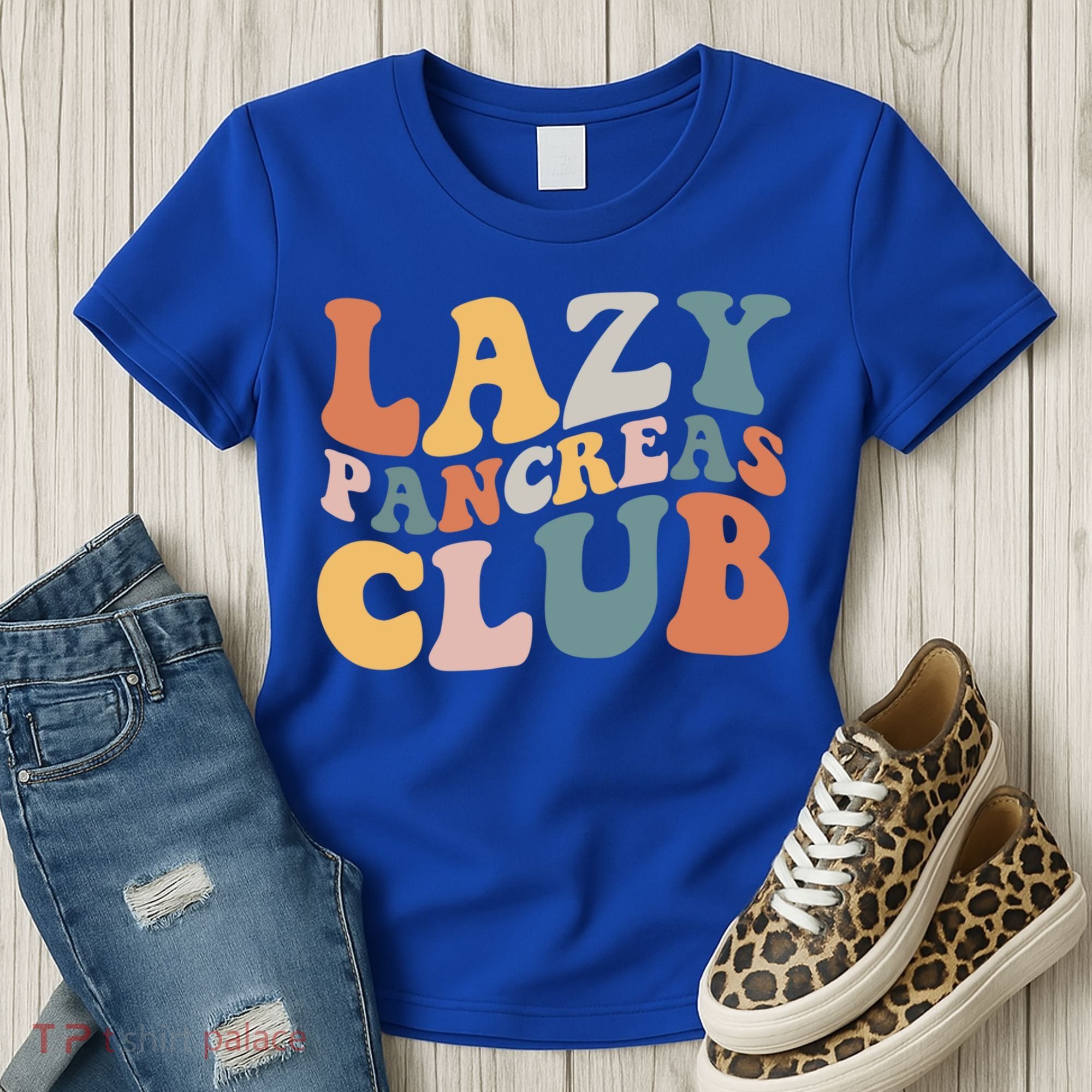 Lazy Pancreas Club Retro Groovy Diabetes Awareness Funny Gift Women's T-Shirt