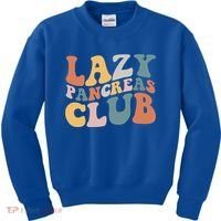 Lazy Pancreas Club Retro Groovy Diabetes Awareness Funny Gift Kids Sweatshirt thumb 0